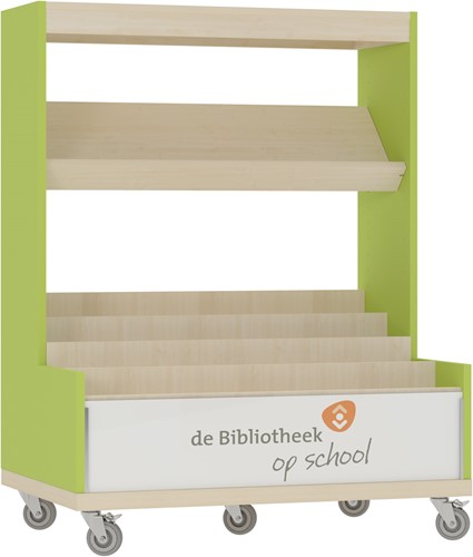 Foxis KDV browser boekenkast enkelzijdig - B900 x D600 x H1176 mm - ahorn-avocadogroen