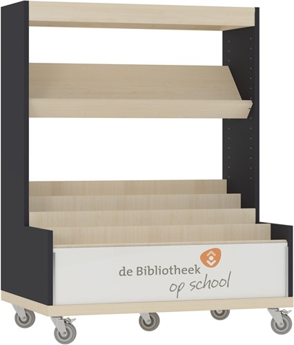 Foxis KDV browser boekenkast enkelzijdig - B900 x D600 x H1176 mm - ahorn-antracietgrijs