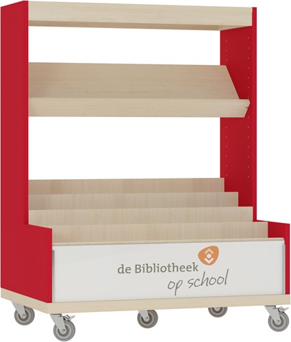 Foxis KDV browser boekenkast enkelzijdig - B900 x D600 x H1176 mm - ahorn-rood
