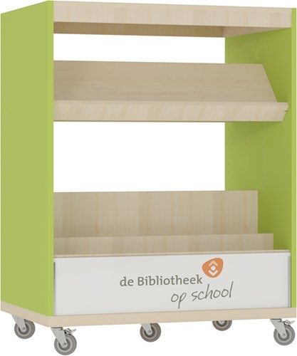 Foxis KDV browser boekenkast dubbelzijdig - B900 x D600 x H1176 mm - ahorn-avocadogroen