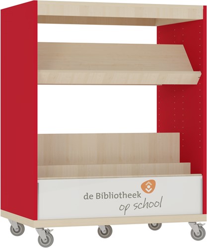 Foxis KDV browser boekenkast dubbelzijdig - B900 x D600 x H1176 mm - ahorn-rood