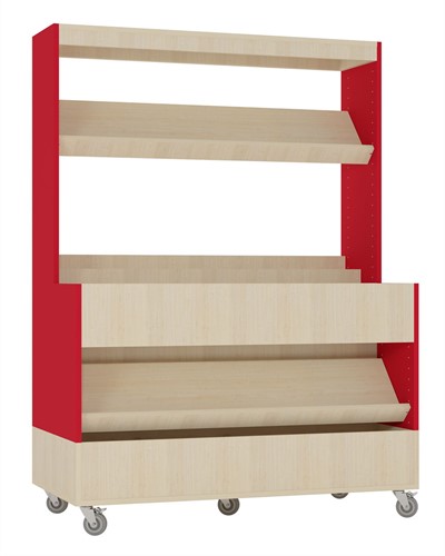 Foxis makkelijk lezen plein XL - B1200 x D600 x H1660 mm - ahorn-rood