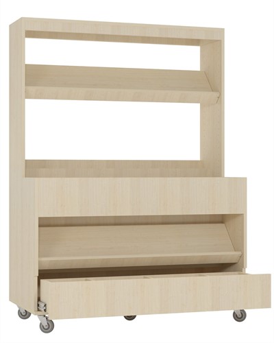 Foxis makkelijk lezen plein XL met lade - B1200 x D600 x H1660 mm - ahorn