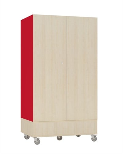 Foxis afsluitbare spellenkast enkelzijdig - B900 x D600 x H1660 mm - ahorn-rood