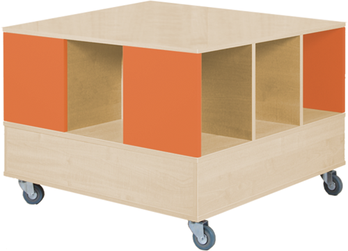 Foxis 33 kubuskast 1 niveau - B900 x D900 x H640 mm - ahorn-oranje