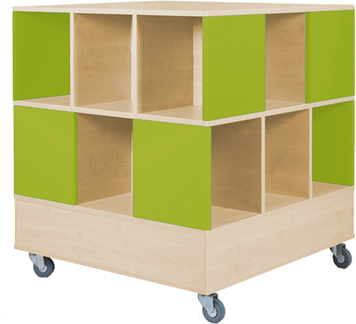 Foxis 33 kubuskast 2 niveaus - B900 x D900 x H980 mm - ahorn-avocadogroen