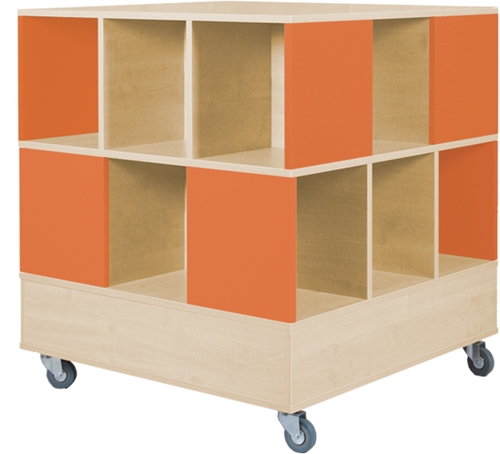 Foxis 33 kubuskast 2 niveaus - B900 x D900 x H980 mm - ahorn-oranje