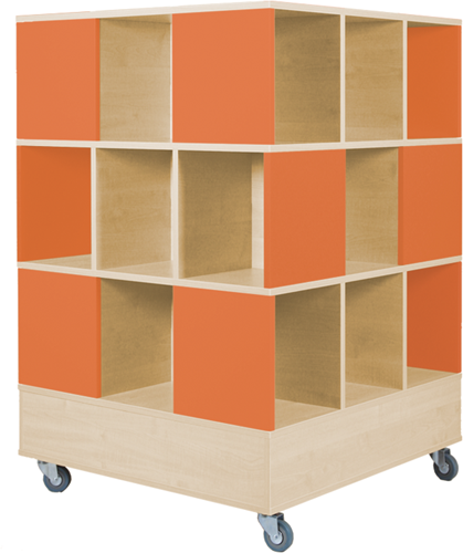 Foxis 33 kubuskast 3 niveaus - B900 x D900 x H1320 mm - ahorn-oranje