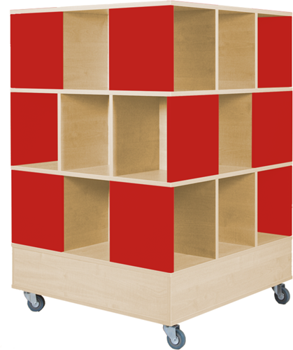 Foxis 33 kubuskast 3 niveaus - B900 x D900 x H1320 mm - ahorn-rood