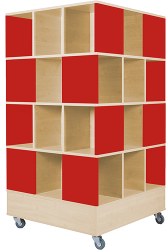 Foxis 33 kubuskast 4 niveaus - B900 x D900 x H1660 mm - ahorn-rood