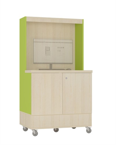 Foxis uitleenbalie hoog - B900 x D600 x H1660 mm - ahorn-avocadogroen