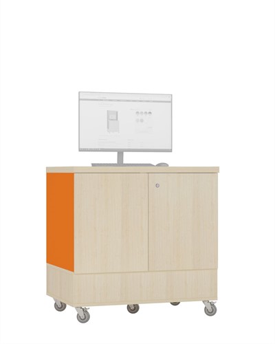 Foxis uitleenbalie tafelmodel - B900 x D600 x H900 mm - ahorn-oranje
