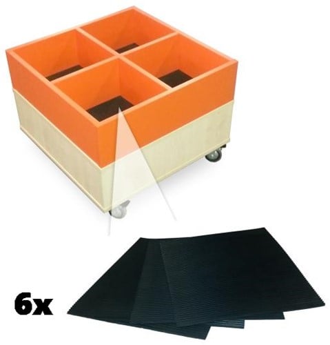 Ribrubbers t.b.v. Foxis prentenboekenbak - 6 stuks B270 x D270 mm - zwart