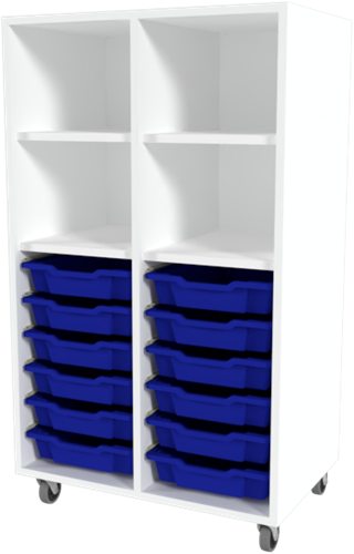 Storix Combikast L1 wit, B710xH1200xD465 - laden blauw