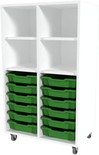 Storix Combikast L1 wit, B710xH1200xD465 - laden groen