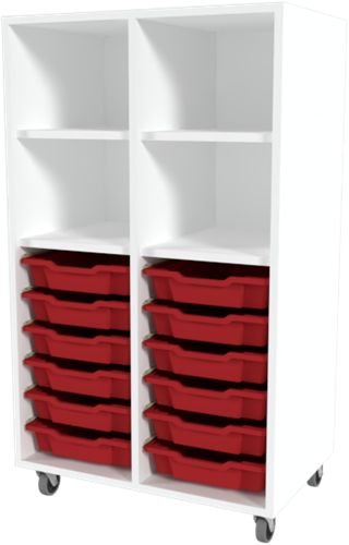Storix Combikast L1 wit, B710xH1200xD465 - laden rood