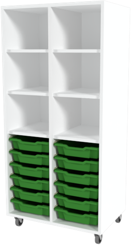 Storix Laden/vakkenkast L1 wit, B710 x H1458 x D465 mm - laden groen