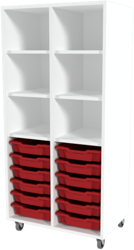 Storix Laden/vakkenkast L1 wit, B710 x H1458 x D465 mm - laden rood