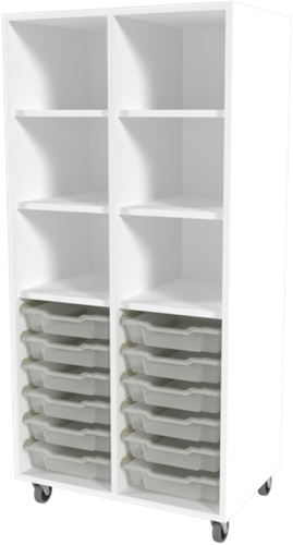 Storix Laden/vakkenkast L1 wit. B710 x H1458 x D465 mm - laden transparant