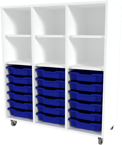 Storix Combikast L1 wit, B1050xH1200xD465 - laden blauw