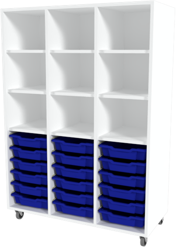 Storix Laden/vakkenkast L1 wit, B1050 x H1458 x D465 mm - laden blauw