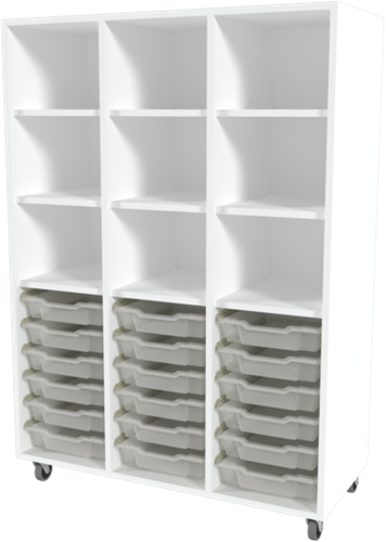 Storix Laden/vakkenkast L1 wit. B1050 x H1458 x D465 mm - laden transparant