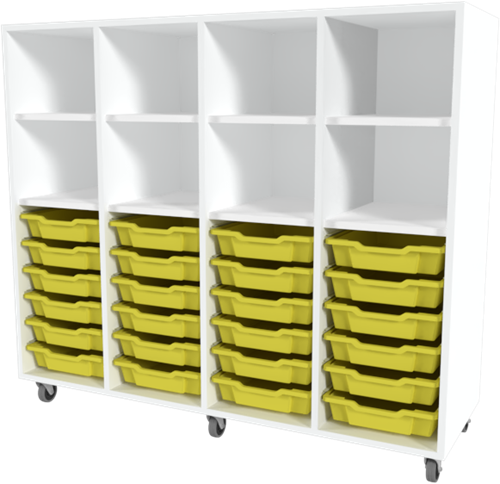 Storix Combikast L1 wit, B1390xH1200xD465 - laden geel