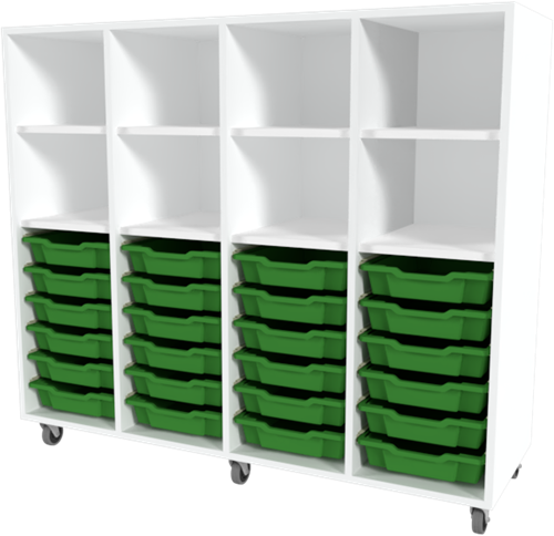 Storix Combikast L1 wit, B1390xH1200xD465 - laden groen