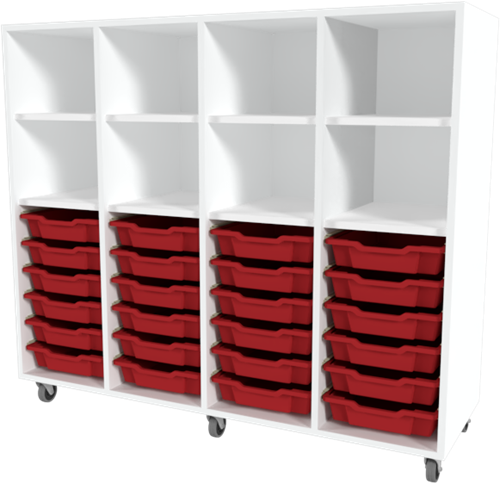 Storix Combikast L1 wit, B1390xH1200xD465 - laden rood