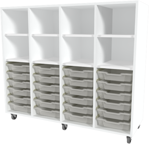 Storix Combikast L1 wit. B1390xH1200xD465 - laden transparant