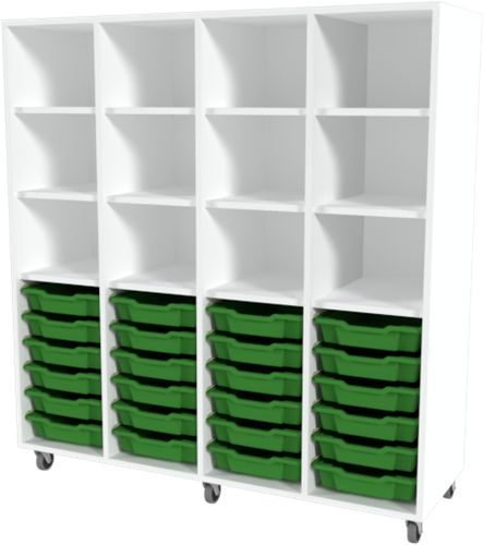 Storix Laden/vakkenkast L1 wit, B1390 x H1458 x D465 mm - laden groen