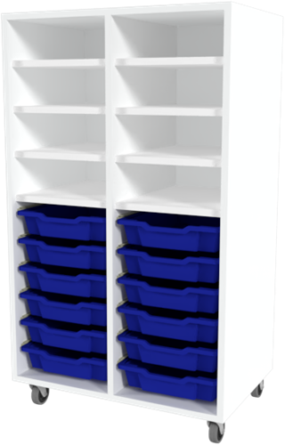 Storix Combikast L2 wit, B710xH1200xD465 - laden blauw