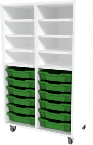 Storix Combikast L2 wit, B710xH1200xD465 - laden groen