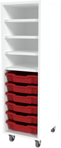 Storix Combikast L2 wit, B370xH1200xD465 - laden rood