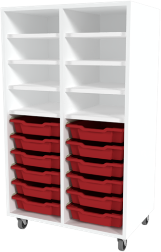 Storix Combikast L2 wit, B710xH1200xD465 - laden rood