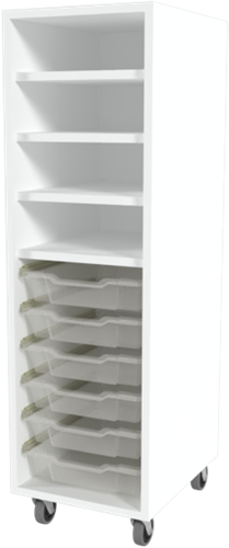 Storix Combikast L2 wit. B370xH1200xD465 - laden transparant