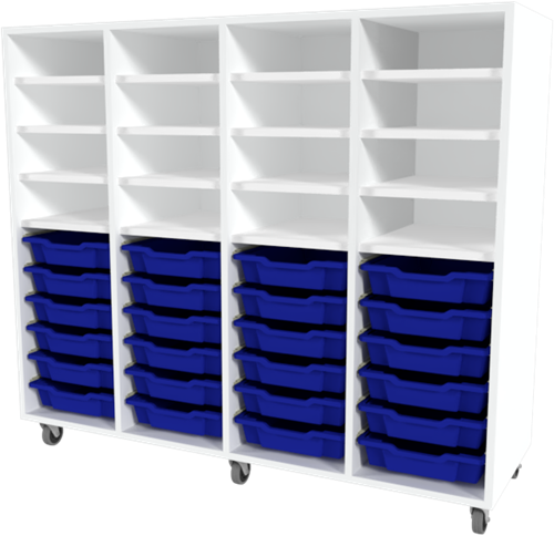 Storix Combikast L2 wit, B1390xH1200xD465 - laden blauw