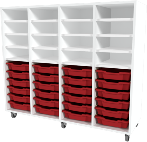 Storix Combikast L2 wit, B1390xH1200xD465 - laden rood
