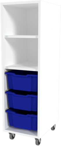 Storix Combikast L6 wit, B370xH1200xD465 - laden blauw