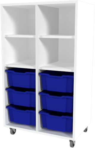 Storix Combikast L6 wit, B710xH1200xD465 - laden blauw