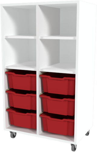 Storix Combikast L6 wit, B710xH1200xD465 - laden rood