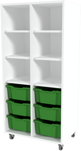 Storix Laden/vakkenkast L6 wit, B710 x H1458 x D465 mm - laden groen