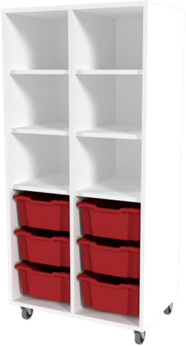Storix Laden/vakkenkast L6 wit, B710 x H1458 x D465 mm - laden rood