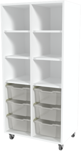 Storix Laden/vakkenkast L6 wit. B710 x H1458 x D465 mm - laden transparant