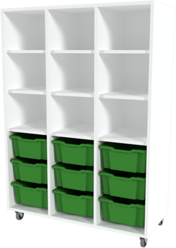 Storix Laden/vakkenkast L6 wit, B1050 x H1458 x D465 mm - laden groen