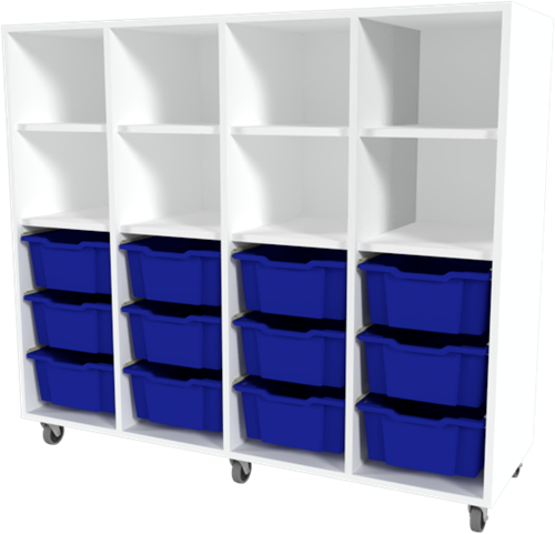 Storix Combikast L6 wit, B1390xH1200xD465 - laden blauw
