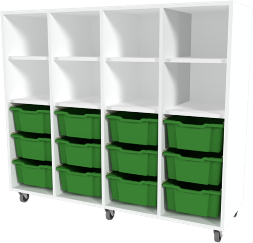 Storix Combikast L6 wit, B1390xH1200xD465 - laden groen