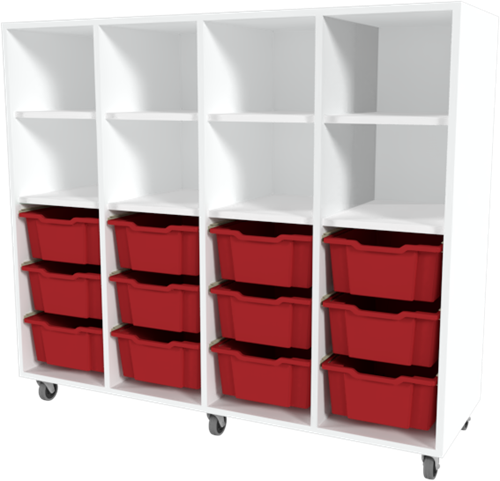 Storix Combikast L6 wit, B1390xH1200xD465 - laden rood