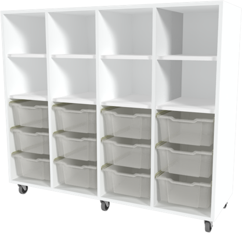 Storix Combikast L6 wit. B1390xH1200xD465 - laden transparant