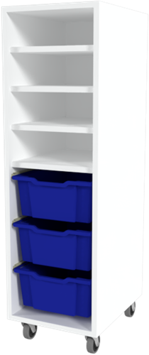 Storix Combikast L7 wit, B370xH1200xD465 - laden blauw